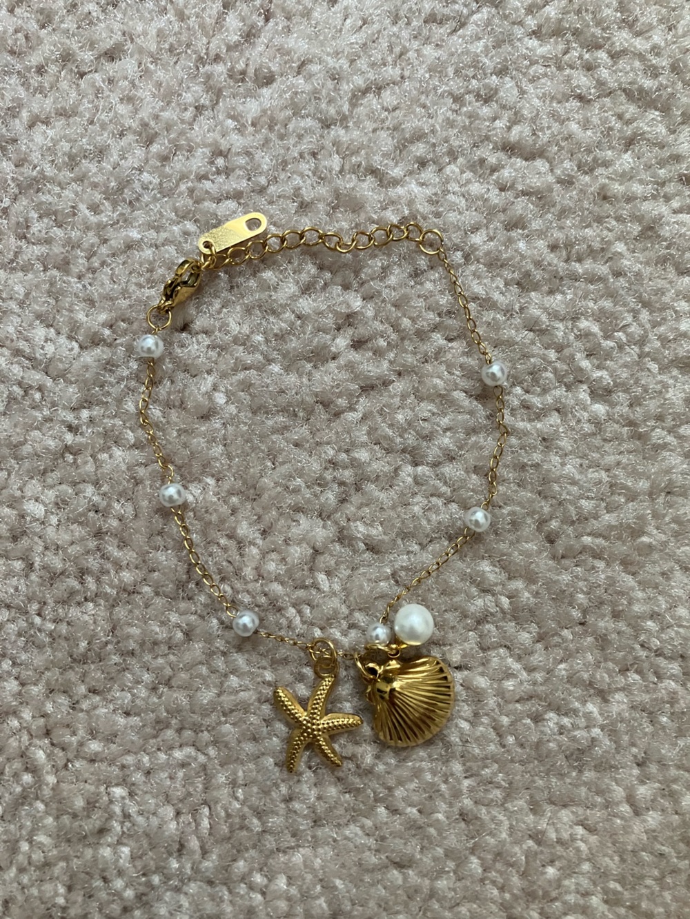 Aria Seashell Starfish and Pearl Gold Plated Bracelet